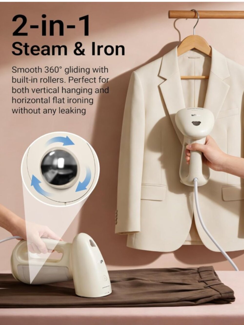 Bear Steamer for Clothes, Handheld Clothes Steamer,1300W Strong Power Garment